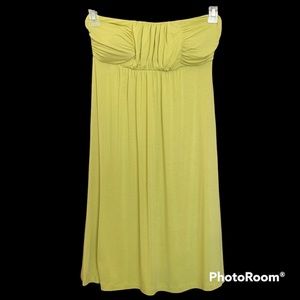 🐼 Lush canary yellow strapless bandeau dress empire waist size M